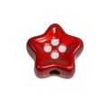 Cuenta estrella roja de acrílico con puntos blancos para bisutería artesanal - Estrella / Rojo