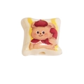 Creamy acrylic square bead with cartoon bear wearing a red beret for DIY jewelry - Phone Bear