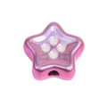 Cuenta de estrella de acrílico rosa perlado con puntos blancos y agujero para joyería DIY - Estrella / Rosa