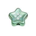 Cuenta de estrella acrílica verde claro con brillo perlado y agujero para joyería DIY - Estrella / Verde