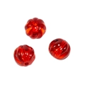 Tre perle di acrilico traslucido rosso a forma di zucca con strisce verticali per gioielli fai da te - Perlina a Zucca / Trasparente-Rosso