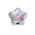 Cuenta de estrella acrílica plateada con brillo holográfico y detalles en rosa - Estrella / Plateado