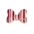 Pink resin bow bead with glossy finish and brown stripes for DIY jewelry making - Bowknot Style 3
