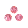 Tre pezzi di perline di zucca in acrilico rosa traslucido con trama a costine per DIY - Perlina a Zucca / Trasparente Rosa Rosso