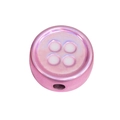 Cuenta de botón de acrílico rosa perlado con agujero lateral para bisutería artesanal - Redondo / Rosa