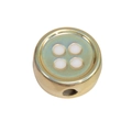 Cuenta redonda de acrílico dorado con diseño de botón de cuatro agujeros para joyas DIY - Redondo / Dorado