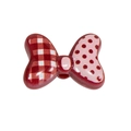 DIY butterfly bead with red plaid and pink polka dot wings for jewelry making - Bowknot Style 5