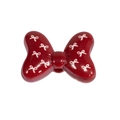 Sparkly red resin butterfly bead with white bow print for DIY jewelry crafts - Bowknot Style 6