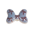 Sky blue ceramic butterfly bead with brown hand-painted bows for DIY jewelry making - Bowknot Style 10