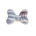Vintage blue-gray resin butterfly bead with white lace patterns for DIY hair accessories - Bowknot Style 11
