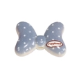 Blue bow-shaped resin charm with white polka dots and Happy Moment text for DIY crafts - Bowknot Style 12
