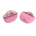 Pink acrylic handbag charms with green stars and checkered handles for DIY jewelry - Pink