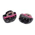 Acrylic handbag-shaped bead in black and pink with white dots and gold bow detail - Black