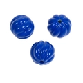 Tre perle a forma di zucca in acrilico blu lucido per gioielli fai-da-te e catene - Perlina a Zucca / Blu Reale Laccato