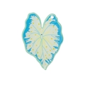 Pendentif feuille en acrylique avec motifs abstraits bleu et blanc pour bijoux DIY - Jaune