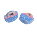 Sky blue acrylic handbag bead with white polka dots and bow for DIY jewelry making - Blue
