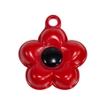 Red flower pendant alloy keychain charm with five petals and black center - Red