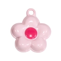 Pink five-petal flower alloy pendant with magenta center for DIY keychains and bags - Light Pink