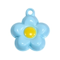 3D light blue flower pendant with yellow center and hanging hole for DIY crafts - Blue