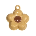 Creamy beige flower charm with dark brown matte center and round hanging hole - Light Coffee