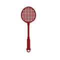 Mini red badminton racket keychain pendant made of durable plastic for DIY sports gifts - Red