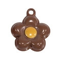 Brown flower keychain pendant with yellow center and smooth polished finish - Dark Coffee