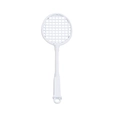 Creative white plastic badminton racket keychain charm with textured grip and hanging hole - White