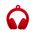 Creative red flocked headphone charm pendant with soft velvet texture and ring loop - Flocked Headphone / Red
