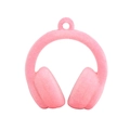 Pink flocked headphone pendant charm with matte finish for DIY keychains and phone straps - Flocked Headphone / Pink
