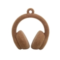 Brauner beflockter Kopfhörer-Anhänger für DIY-Schlüsselanhänger und kreative Accessoires - Beflockter Kopfhörer / Hellkaffee