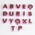Metallic pink acrylic alphabet beads with large holes for DIY jewelry crafting - Rose Red