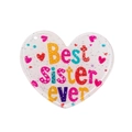 Ciondolo a cuore glitterato colorato con testo 'Best sister ever' per portachiavi DIY - Cuore-Bianco