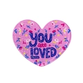 Pendaglio a cuore rosa con glitter colorati, motivi floreali e scritta YOU ARE LOVED - Cuore-LOVE Rosa