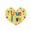 Ciondolo cuore giallo glitterato con scritta true love per catene fai-da-te e borse - Cuore-LOVE Giallo