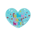 Ciondolo a cuore in acrilico blu con glitter e testo Follow Your Heart - Cuore-Blu