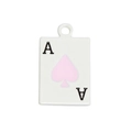 Mini breloque As de Pique DIY avec détail pique rose pour création de bijoux - Mini Carte de Poker As / Blanc