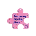 Ciondolo a puzzle rosa con pois e citazione You are my missing piece per borse - Puzzle Pesca