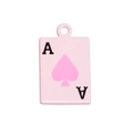 Pink heart ace poker card alloy pendant charm with hanging loop for DIY jewelry - Mini Ace Poker Card / Light Pink