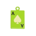 Mini green poker Ace of Spades alloy charm with enamel finish for DIY jewelry - Mini Ace Poker Card / Fruit Green