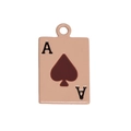 Pink spade A playing card charm pendant in enamel alloy for DIY jewelry and keychains - Mini Ace Poker Card / Light Coffee