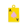 Mini alloy Ace of Spades card pendant with yellow enamel finish and hanging hole - Mini Ace Poker Card / Dark Yellow