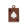 Miniature Ace of Spades poker card pendant in dark brown finish for DIY jewelry crafting - Mini Ace Poker Card / Dark Coffee