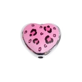 Pink and black leopard print heart shaped acrylic bead with central hole for DIY crafts - Small Heart Style / 10 Pieces Pack / Pink