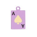 Mini alloy Ace of Spades poker pendant in light purple with metal drip oil finish - Mini Ace Poker Card / Purple