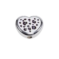 Acrylic heart bead with purple leopard print and silver polished metal edges for DIY jewelry - Silver Edged Heart Style / 10 Pieces Pack / White