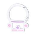 Moschettone Doraemon in smalto bianco per portachiavi con dettagli rosa e viola - Gatto Animato / Bianco