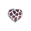 Blue leopard print acrylic heart bead with silver metallic edges for jewelry making - Small Heart Style / 10 Pieces Pack / Blue