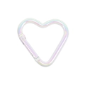 Mosquetón de corazón iridiscente con cierre de resorte para llaveros y accesorios DIY - Corazón Galvanizado UV / Blanco