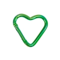Mosquetón verde en forma de corazón con cierre de resorte para llaveros - Corazón Galvanizado UV / Verde esmeralda