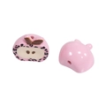 Pink leopard print apple-shaped acrylic bead for DIY phone chains and accessories - Half Apple - Pink